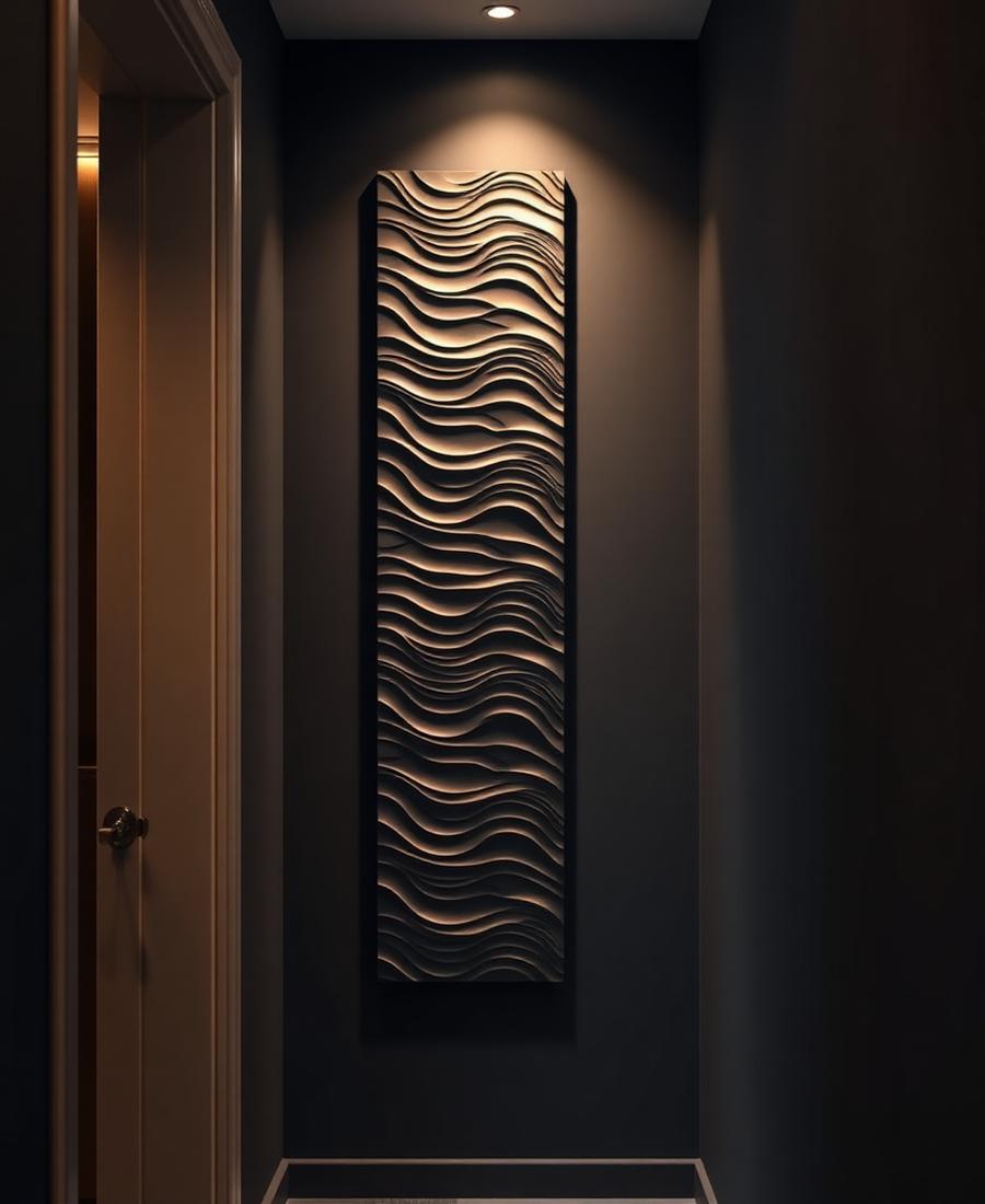 Painel parametrizado vertical com relevo em ondas