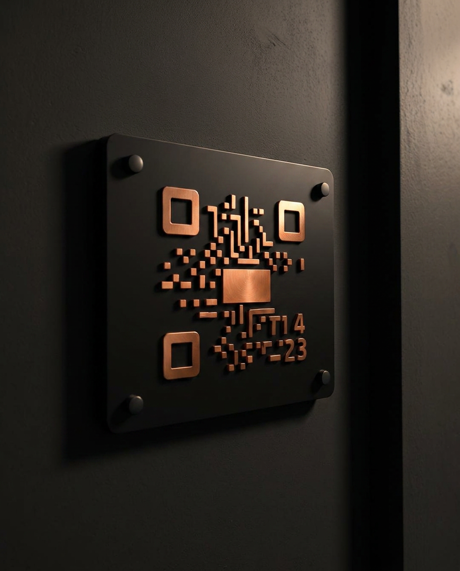 PLACA DE QR CODE EM RELEVO E TAG NFC