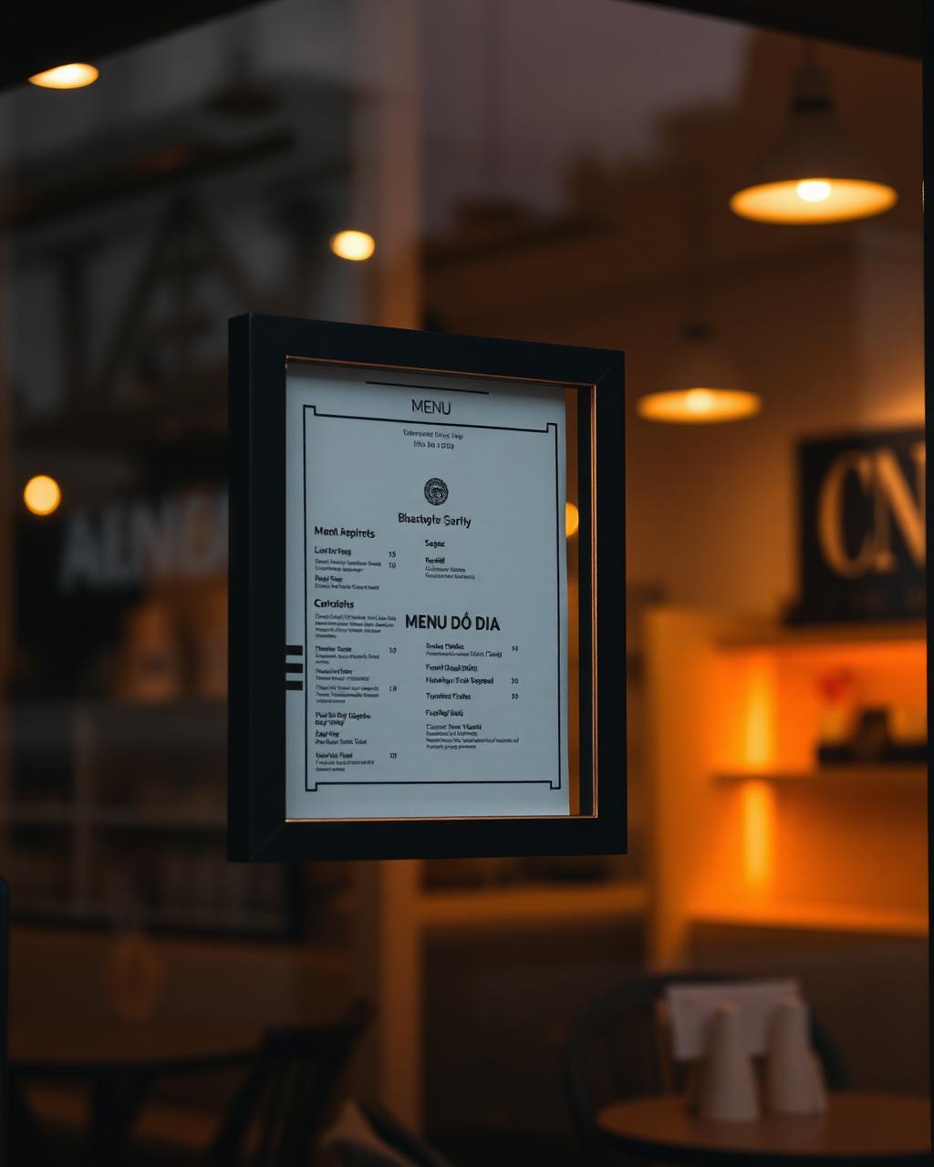 MOLDURA DE VITRINE PARA MENU DO DIA OU AVISOS EM PAPEL TROCÁVEL