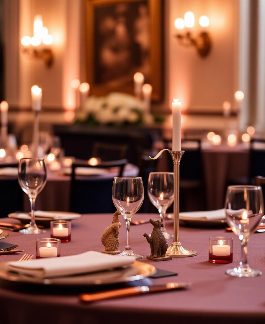 Mesa de casamento com peças autorais e velas