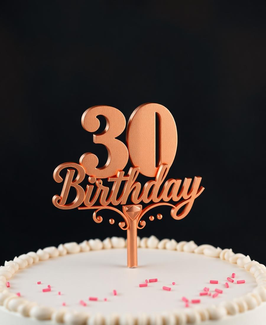 Topo de bolo de aniversário em acabamento cobre