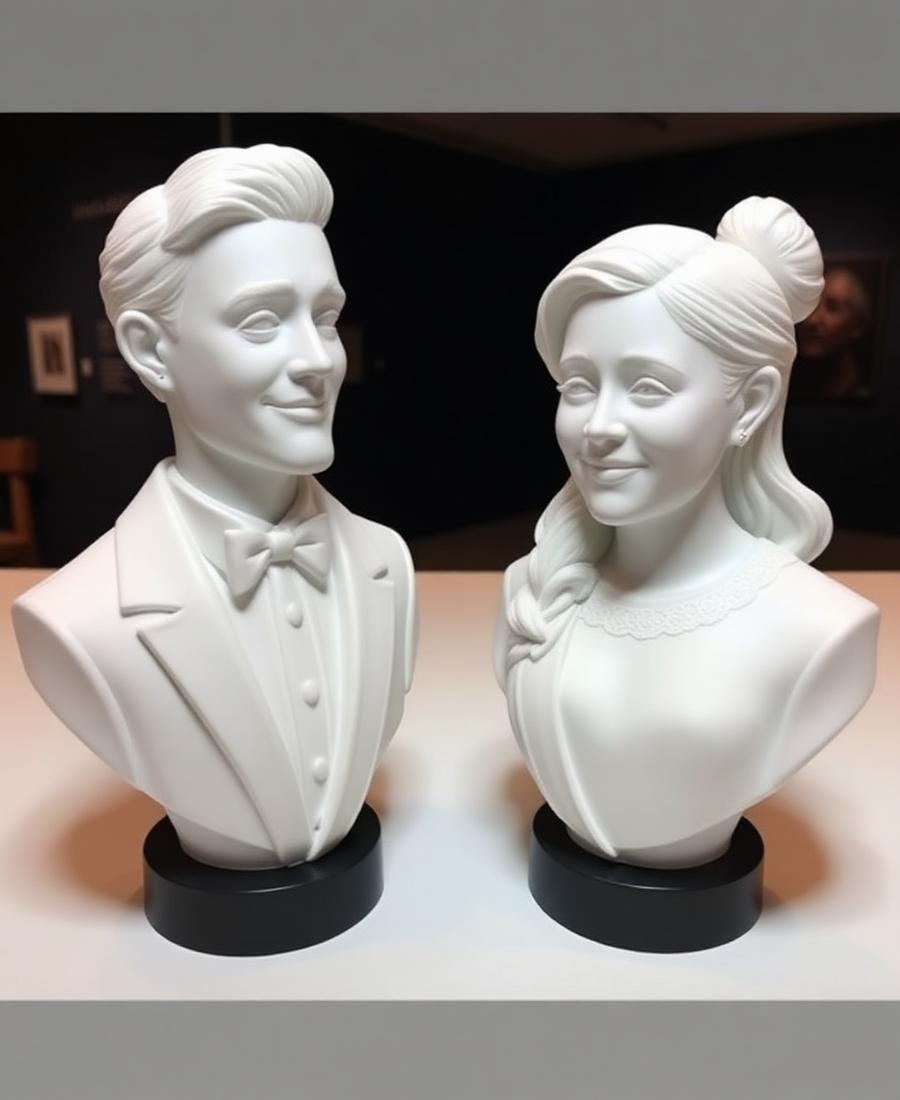 Bustos esculpidos de um casal